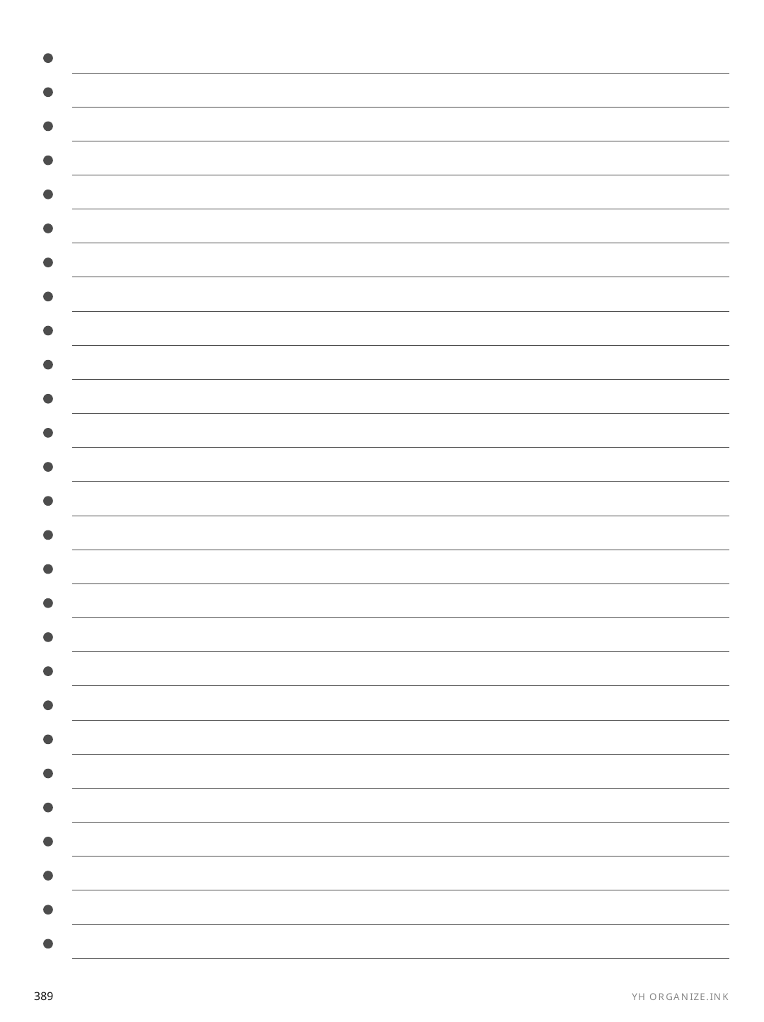 Bullet Rows rendered page