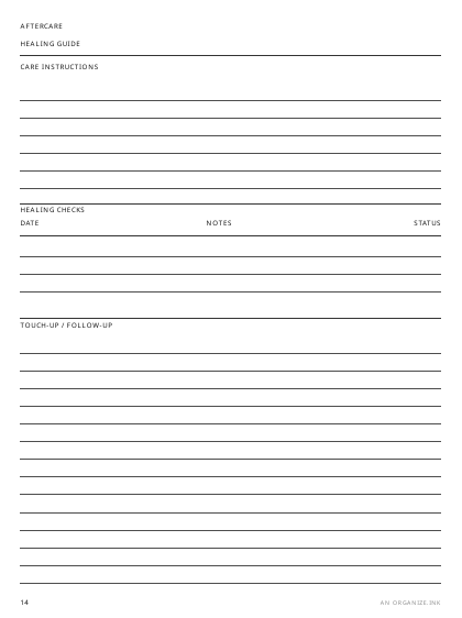 Aftercare Notes preview
