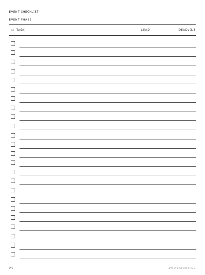 Event Checklist preview