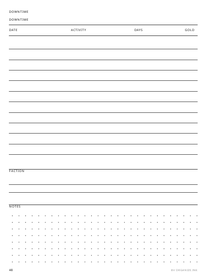 D&D Downtime Log preview