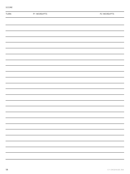 Scrabble Score Sheet preview