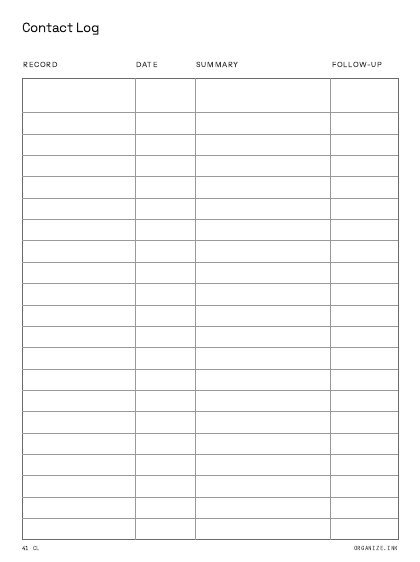 Contact Log preview