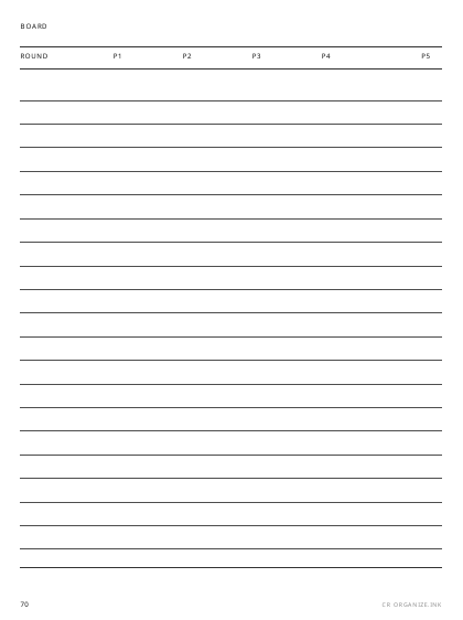 Board Game Score Sheet preview