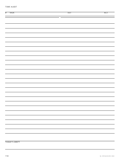 Time Audit Sheet preview