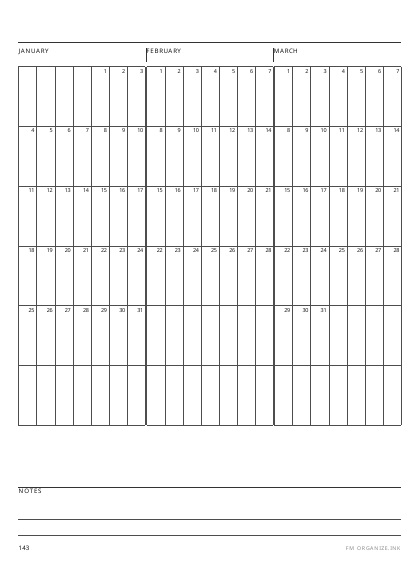 Dated Quarterly Calendar preview