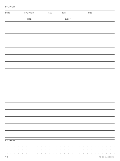 Chronic Symptom Log preview