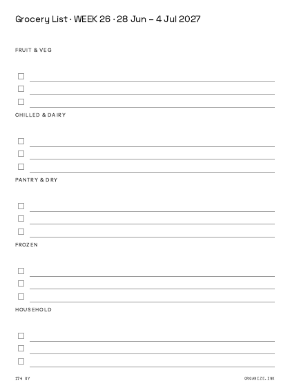 Grocery List preview