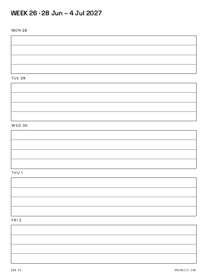 Weekly Horizontal · 5 preview