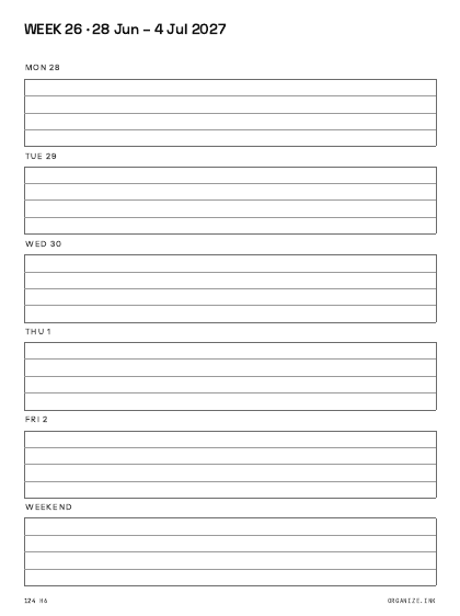 Weekly Horizontal · 6 preview