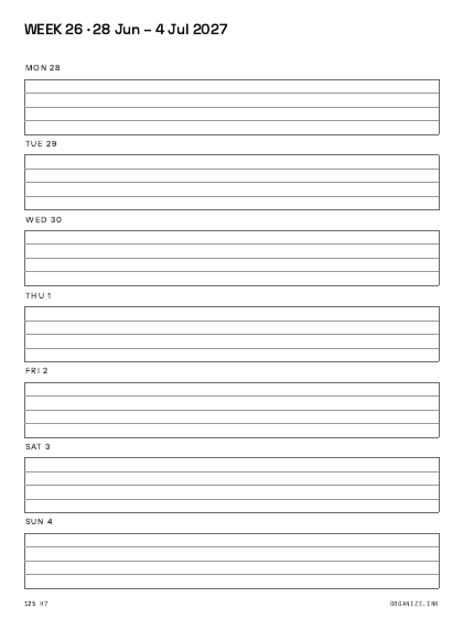 Weekly Horizontal · 7 preview