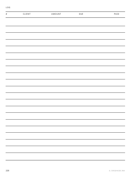 Invoice Log preview
