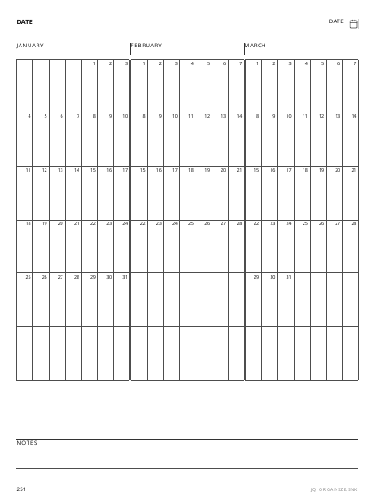 Dated Quarterly Calendar preview