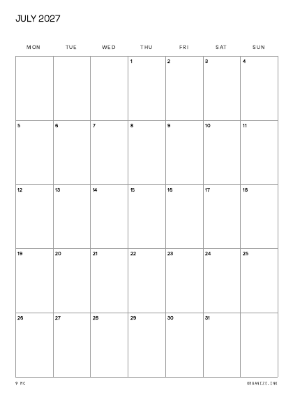 Monthly Calendar preview