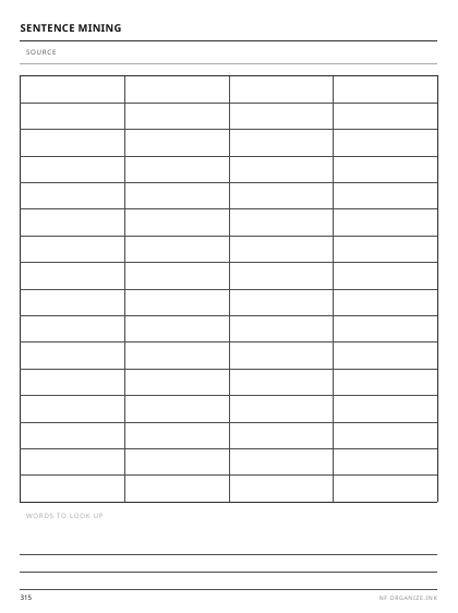 Sentence Mining Sheet preview