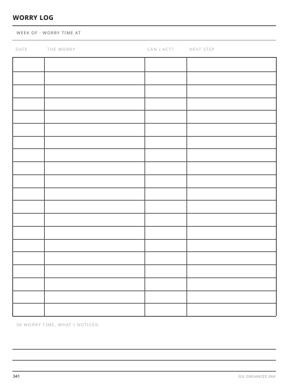 Worry Log preview