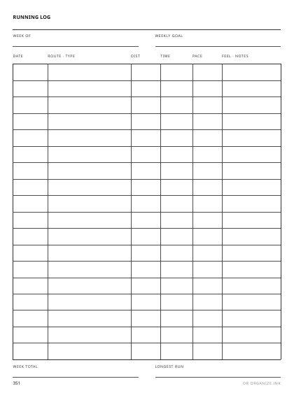 Running Log preview