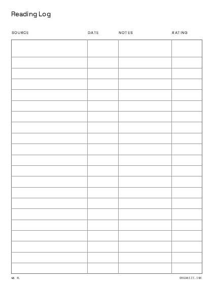 Reading Log preview