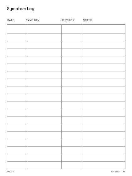 Symptom Log preview