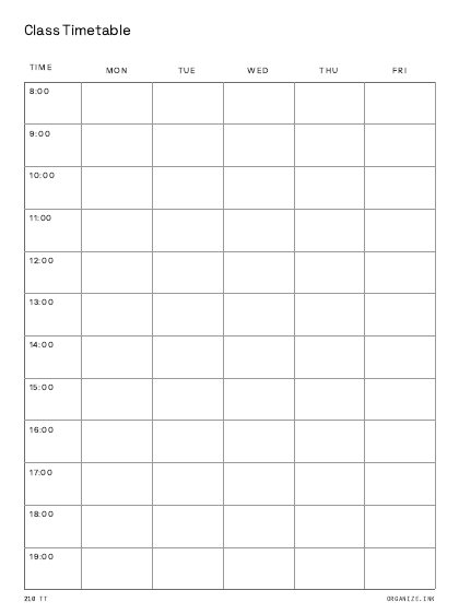 Class Timetable preview
