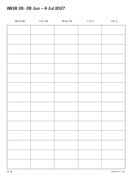 Weekly Time-Block · Weekdays preview