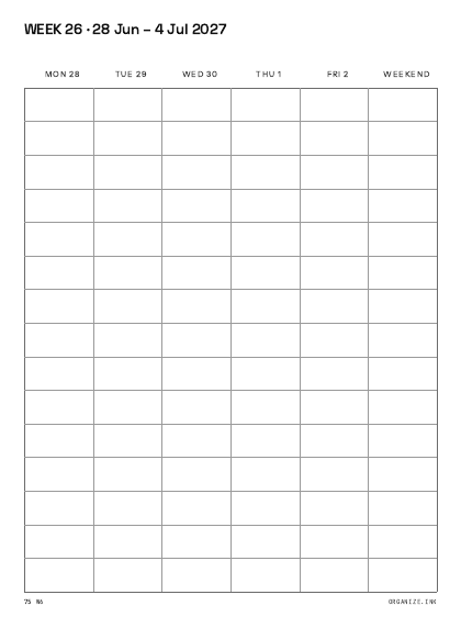 Weekly Time-Block · 5+Weekend preview