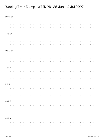 Weekly Brain Dump preview