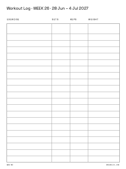 Workout Log preview